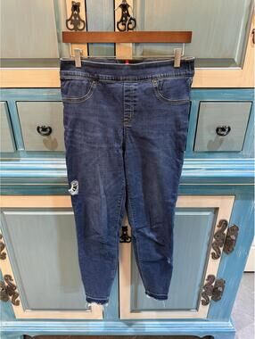 Spanx Skinny Denim Jeans with Distressed Detail
